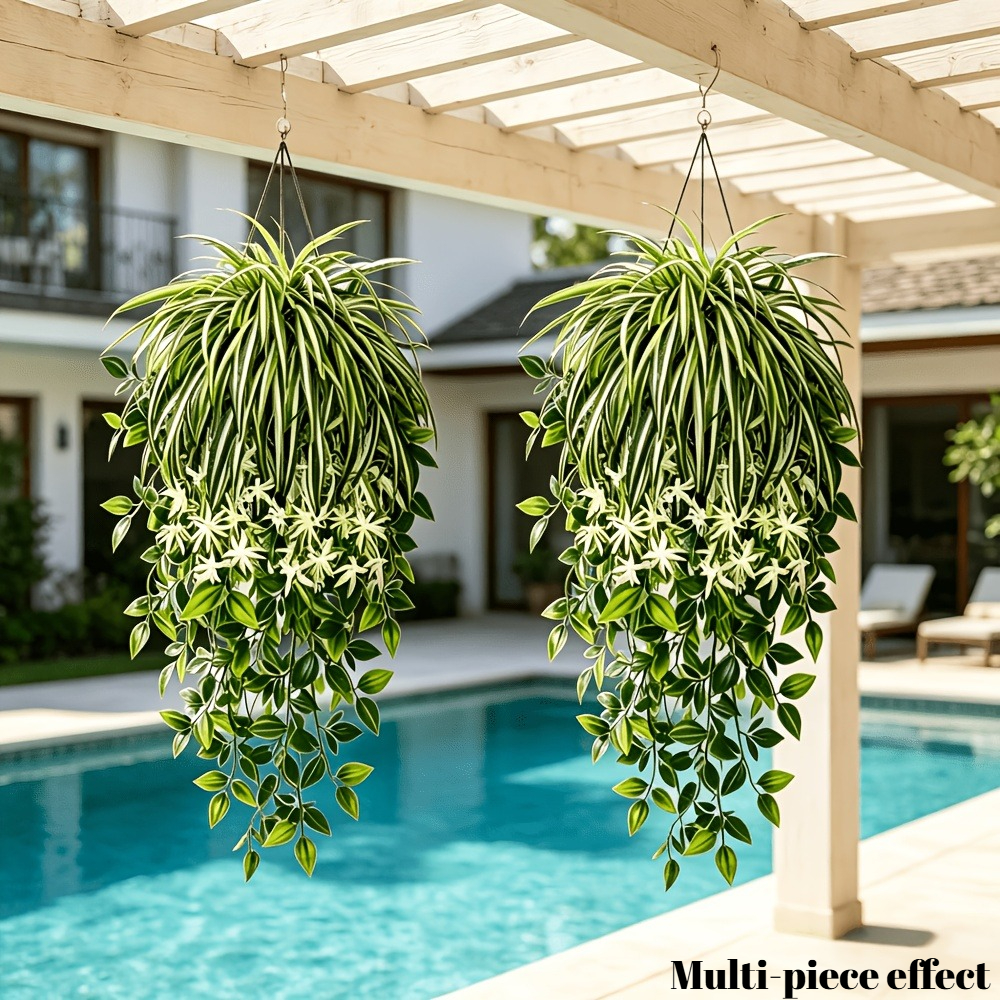Spider Plant Hanging - 4pc Faux Spider Plant Hanging Greenery