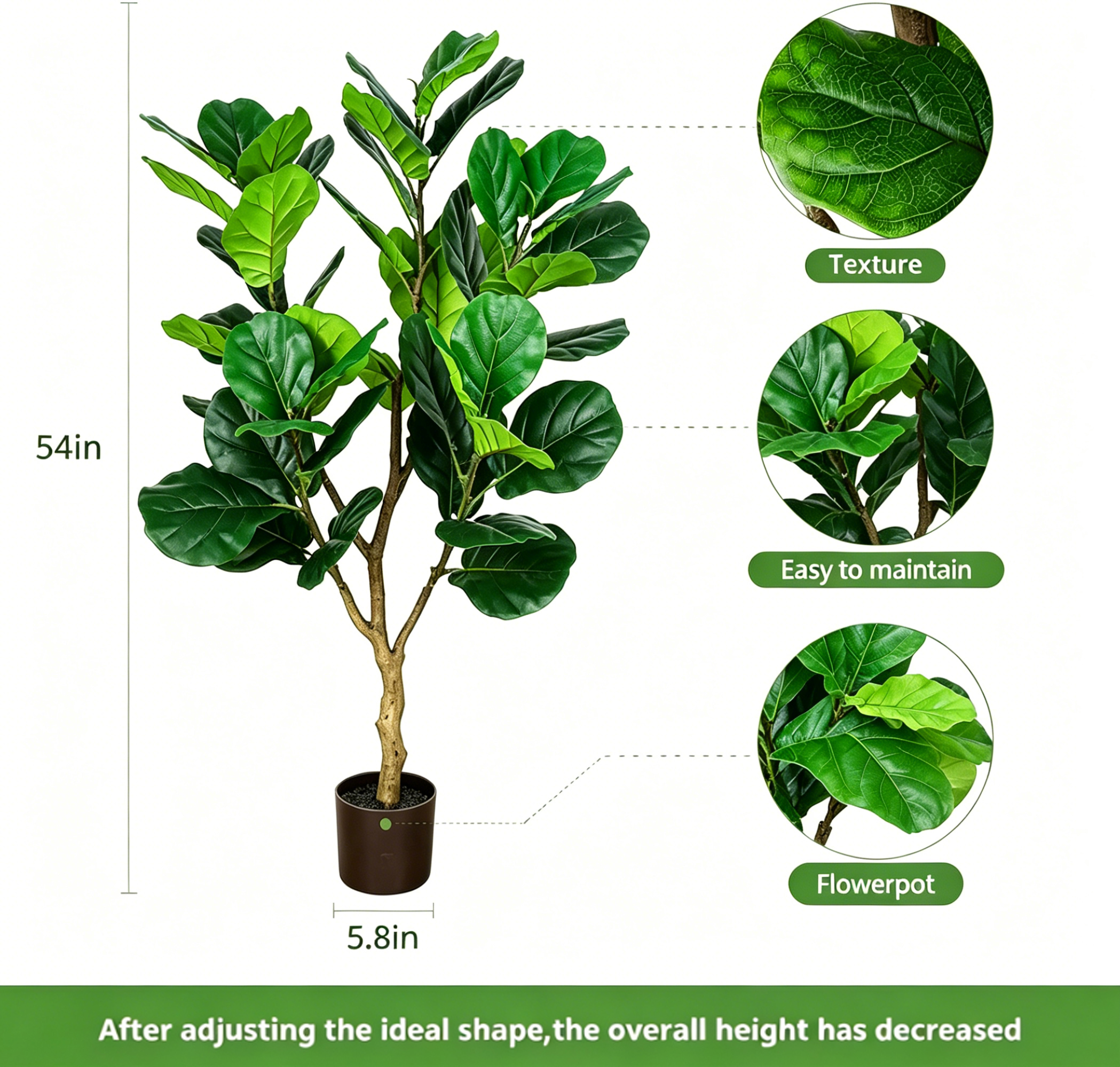135cm Artificial Fiddle Leaf F - Ficus Lyrata Tree ulasan dan harga