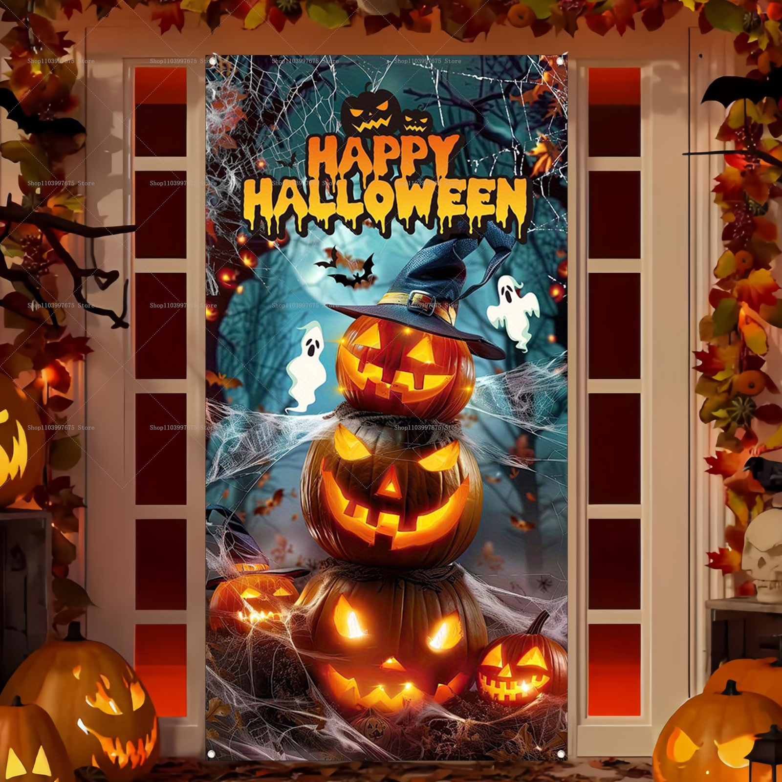 Happy Halloween Door Banner Ev - Spider Plant Hanging ulasan dan harga